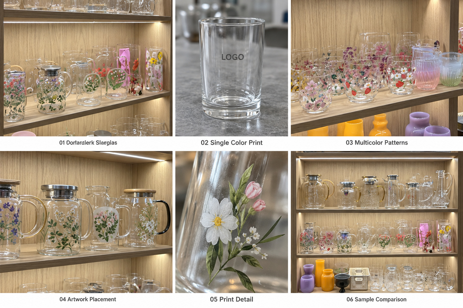 Glass cup decoration and printing samples