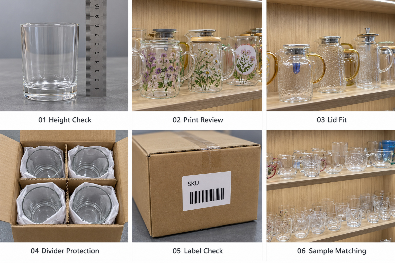 Glass cup dimension and packing checks