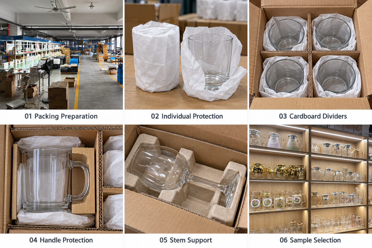 Glass cup protective packaging and dividers