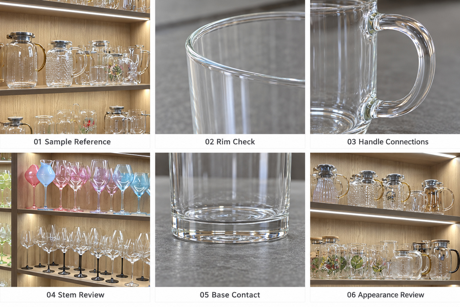 Glass cup rim, handle and appearance checks