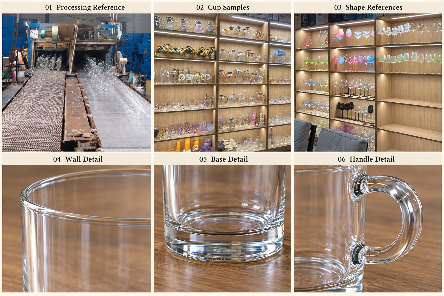 Glass processing references and cup structure details