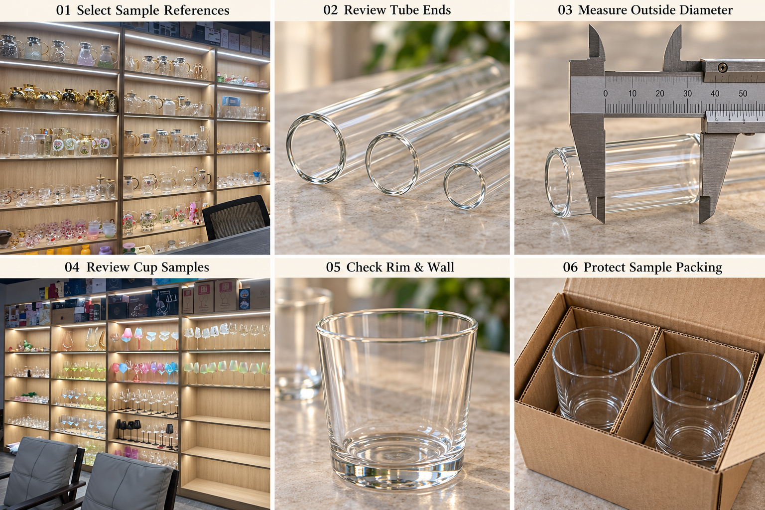Glass tubing, diameter measurement and sample packing