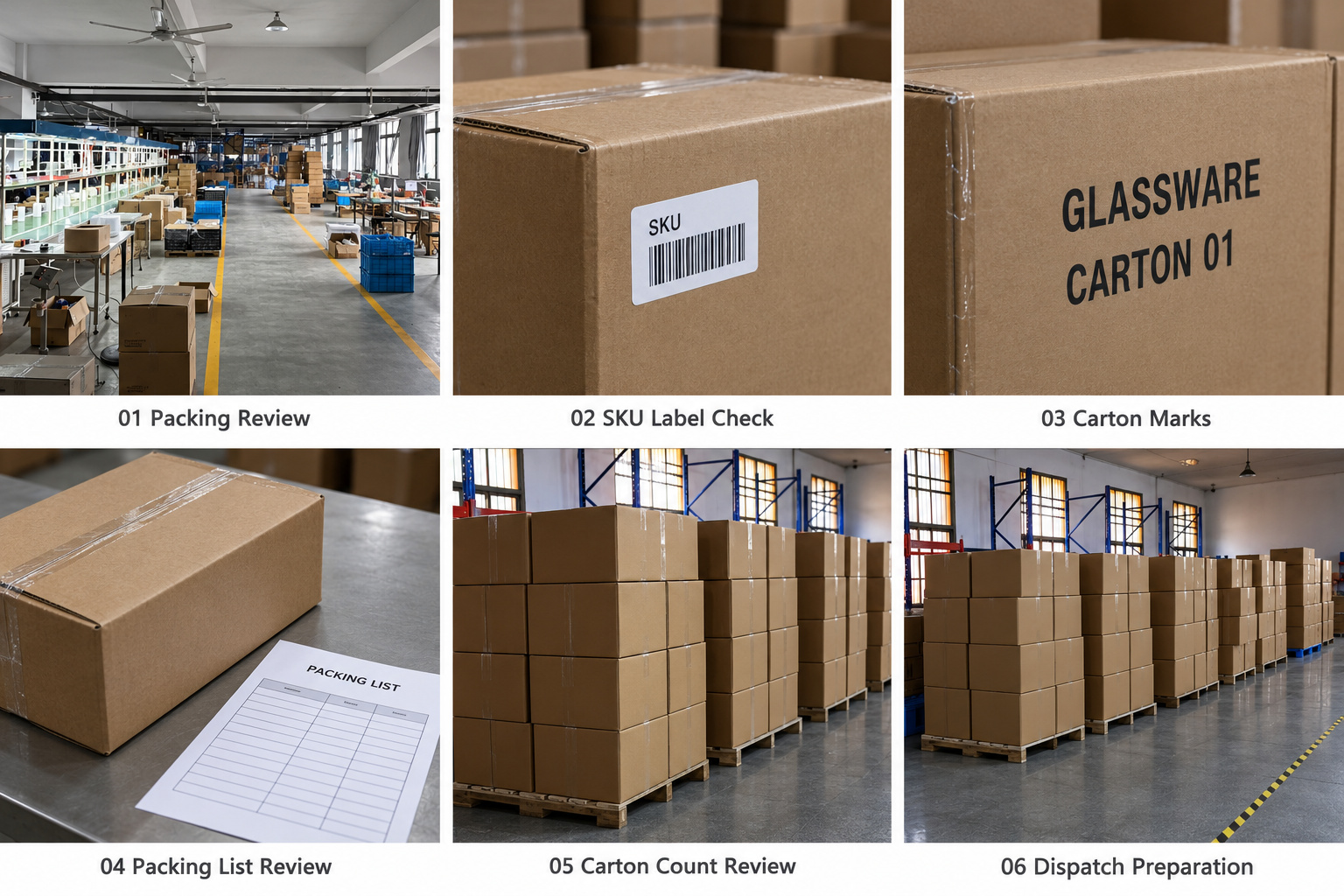 Glassware carton labels and dispatch preparation