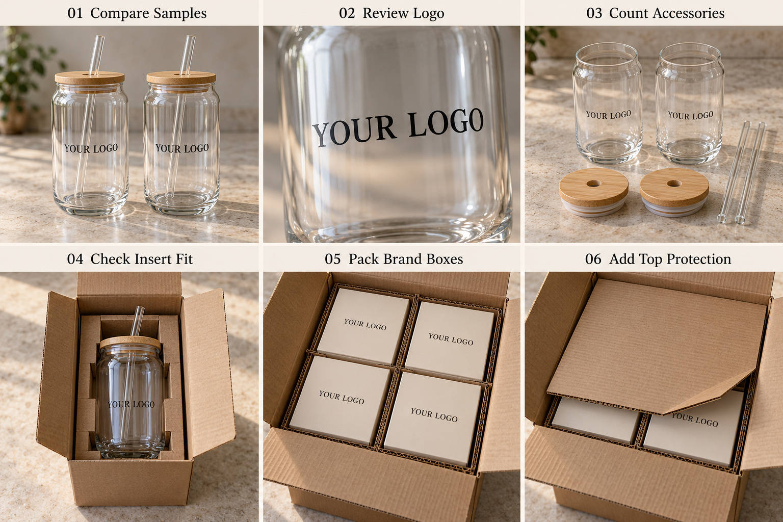 OEM glass can cup pre-shipment packing review